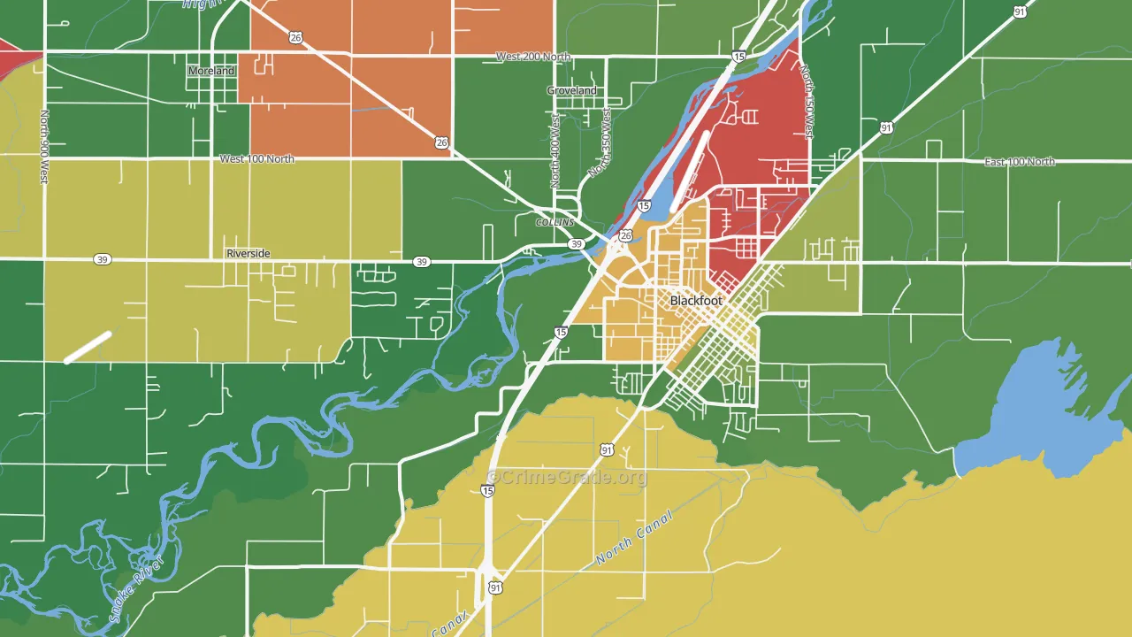 Groveland, ID Map of Vehicle Theft Rates