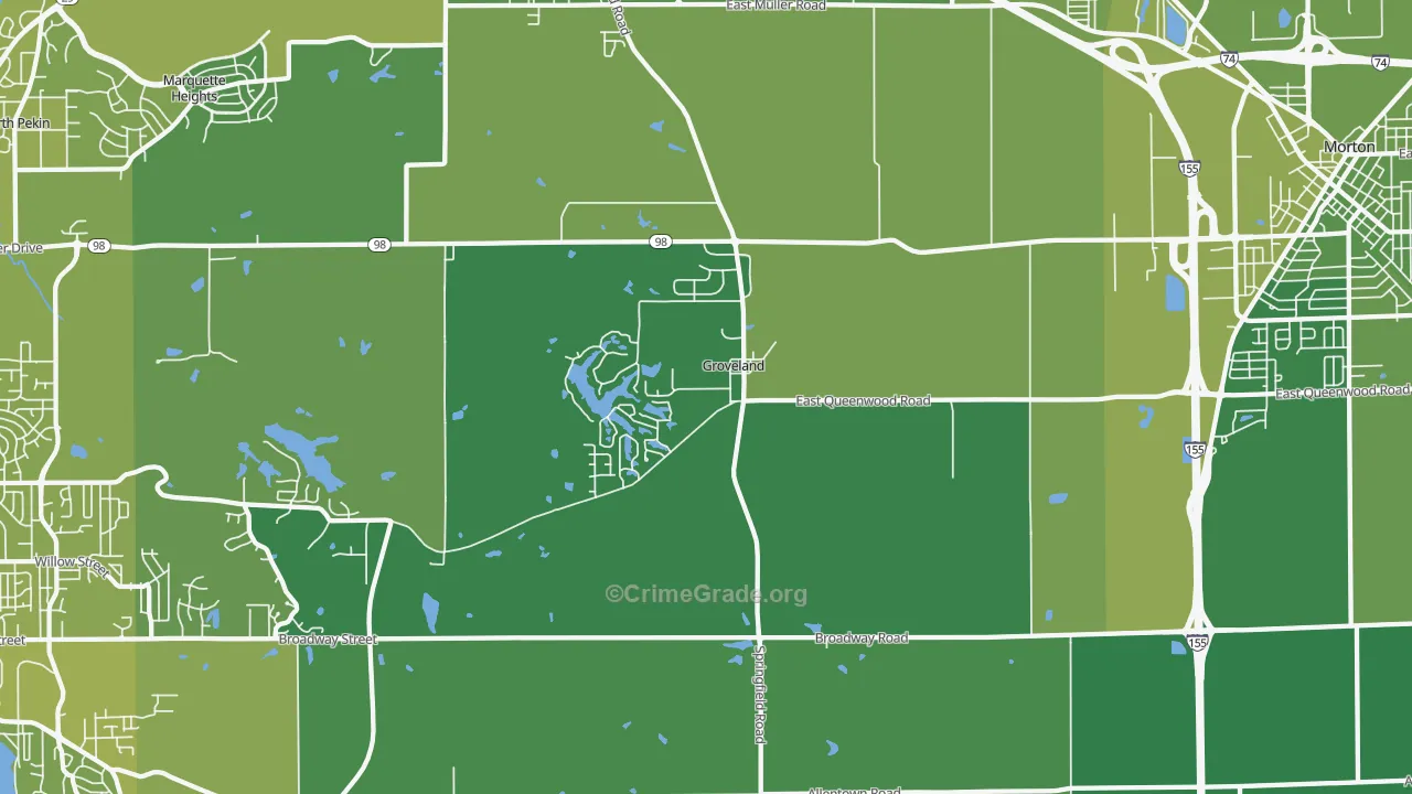 Groveland, IL Map of Vehicle Theft Rates