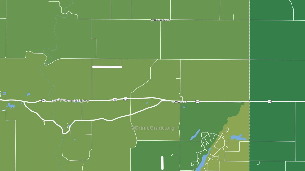 Groveland, IN Map of Vehicle Theft Rates