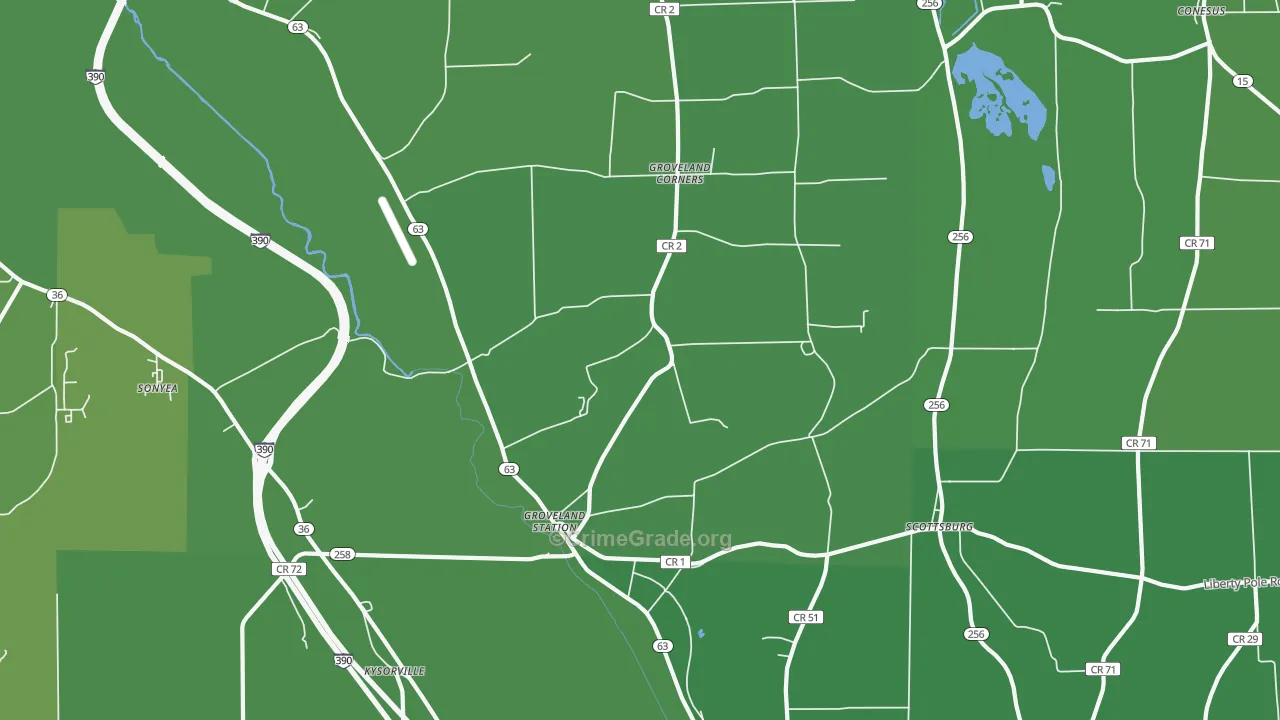 Groveland, NY Map of Vehicle Theft Rates