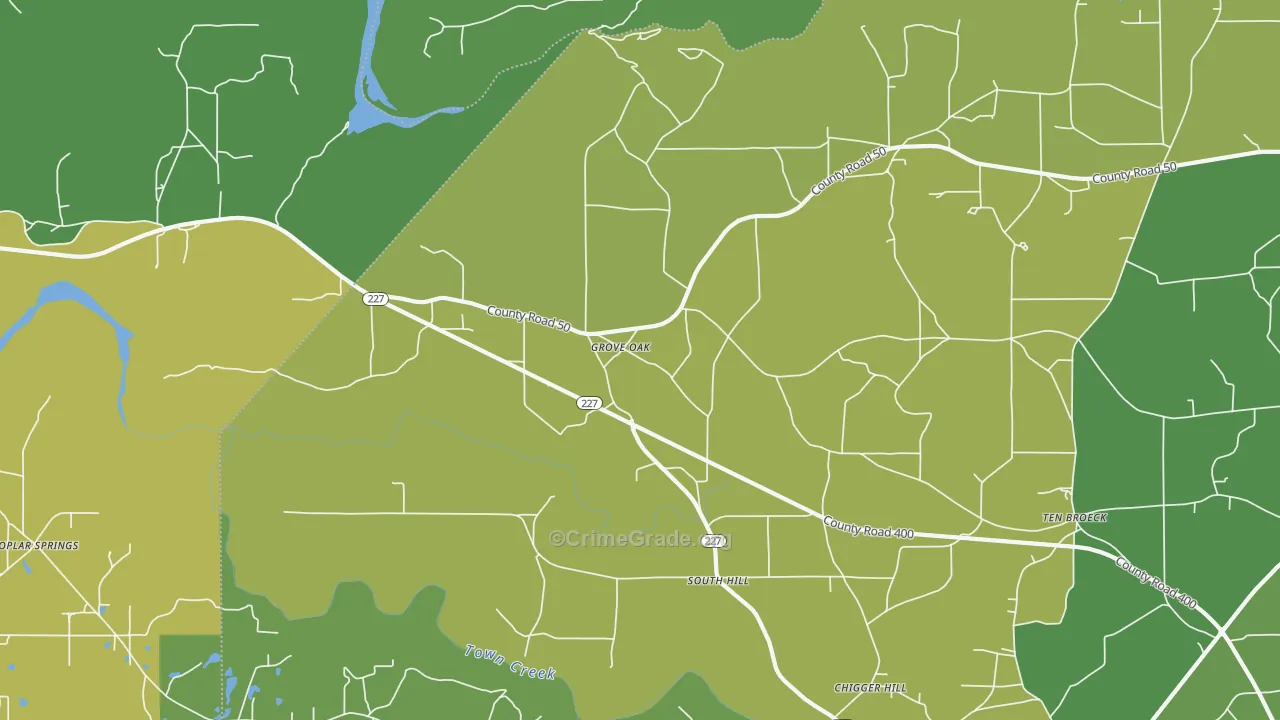 Groveoak, AL Map of Vehicle Theft Rates