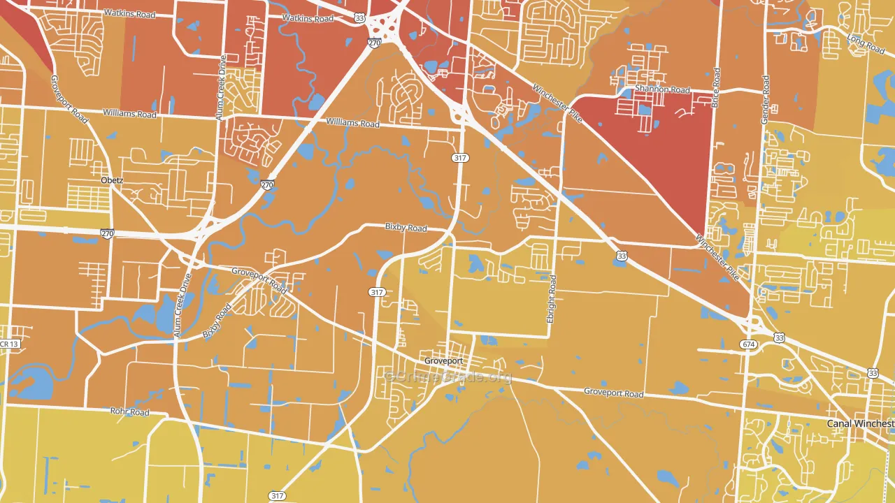 Groveport, OH Map of Vehicle Theft Rates