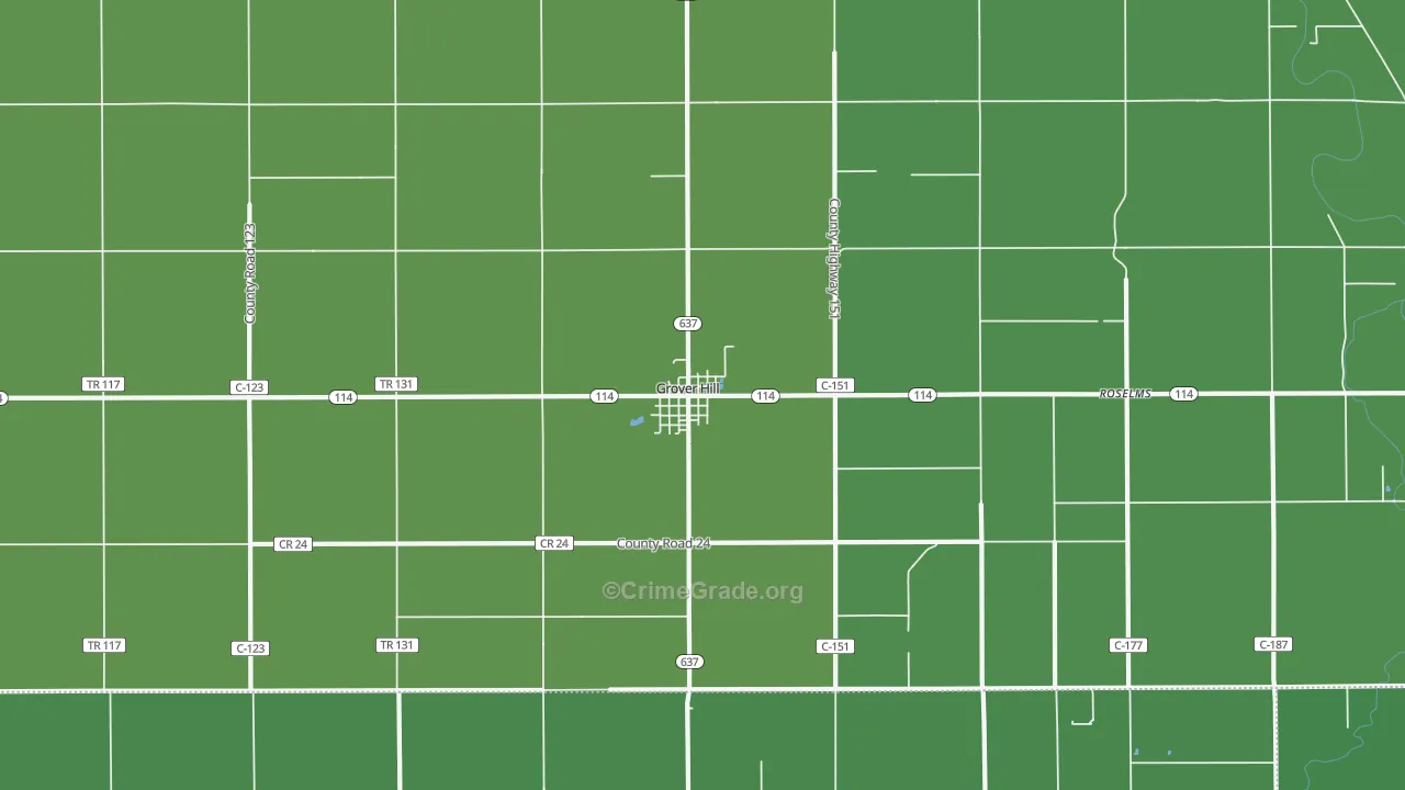 Grover Hill, OH Map of Vehicle Theft Rates