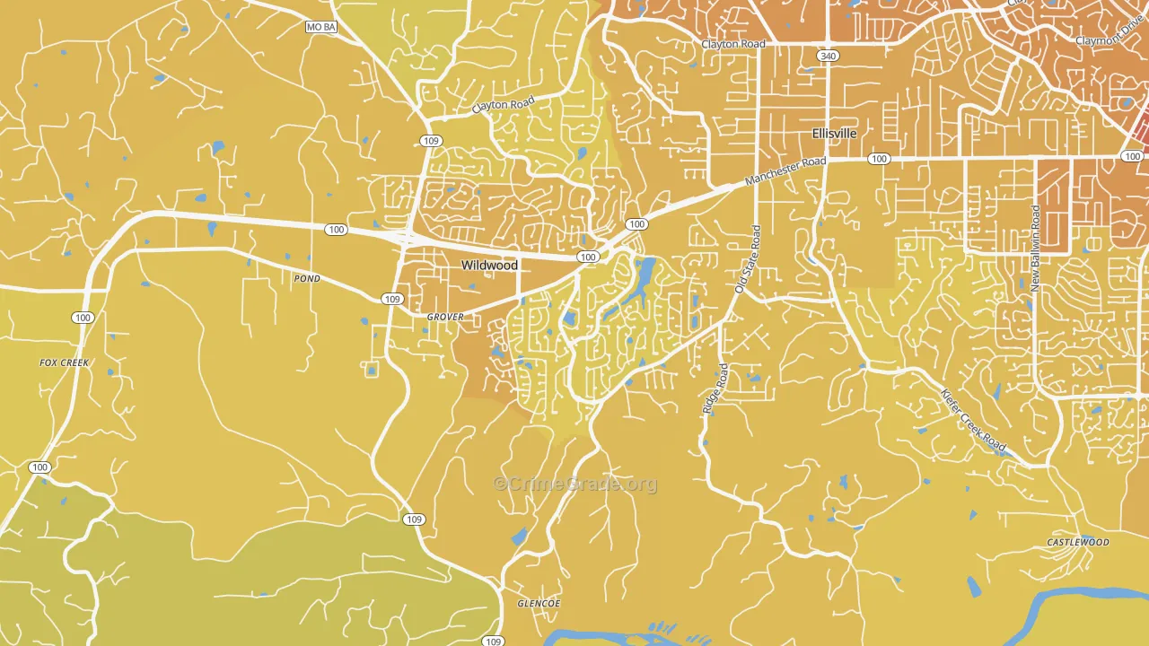 Grover, MO Map of Vehicle Theft Rates