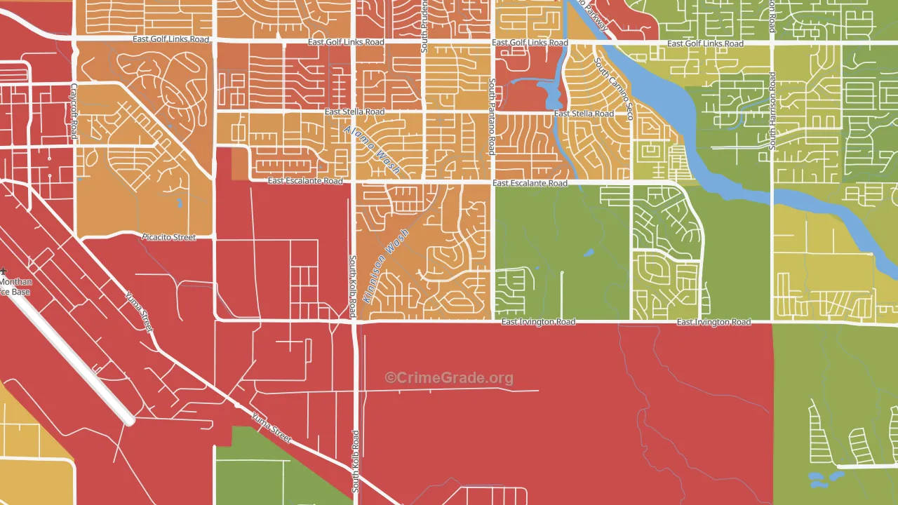 Groves Lincoln Park, Tucson, AZ Map of Vehicle Theft Rates