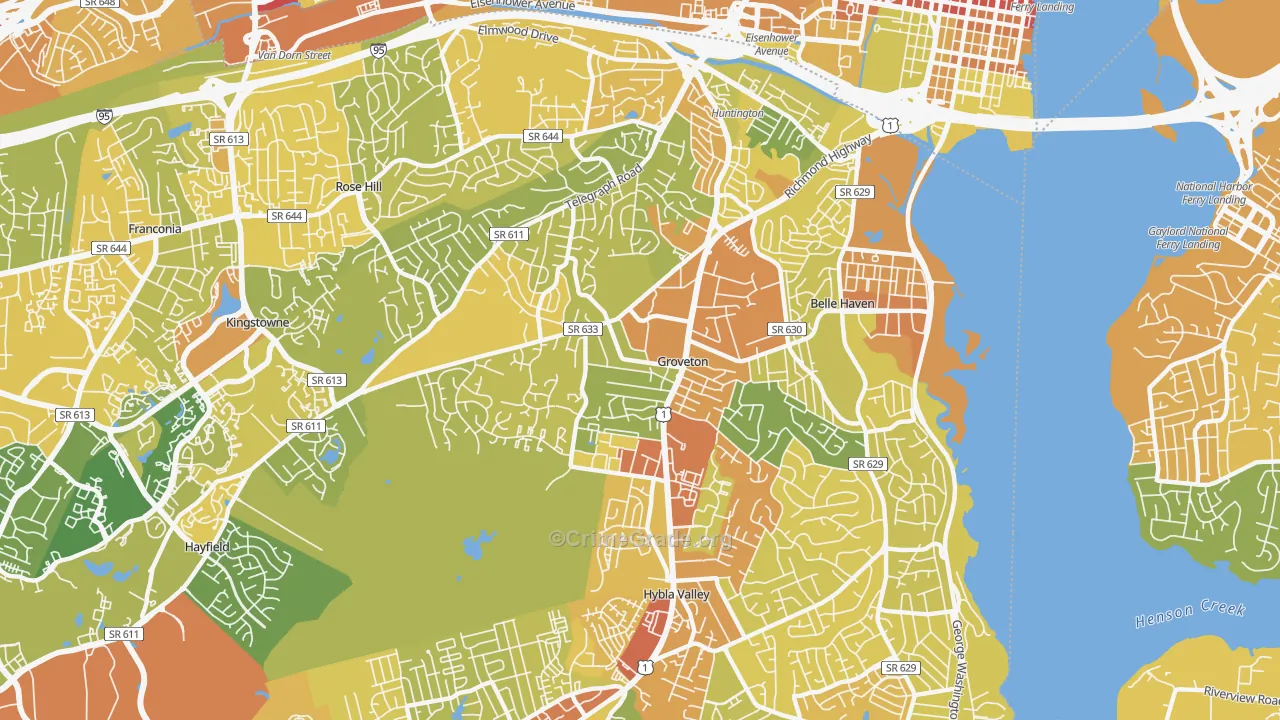Groveton, Alexandria, VA Map of Vehicle Theft Rates