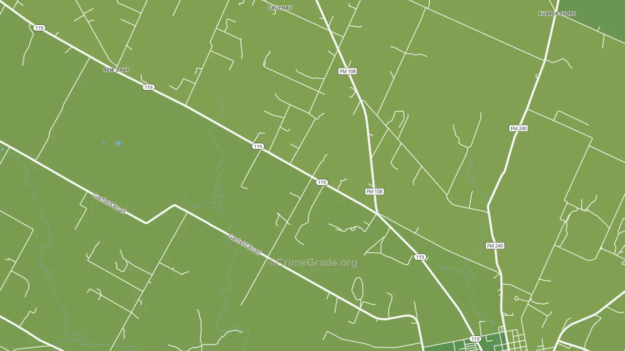 Gruenau, TX Map of Vehicle Theft Rates