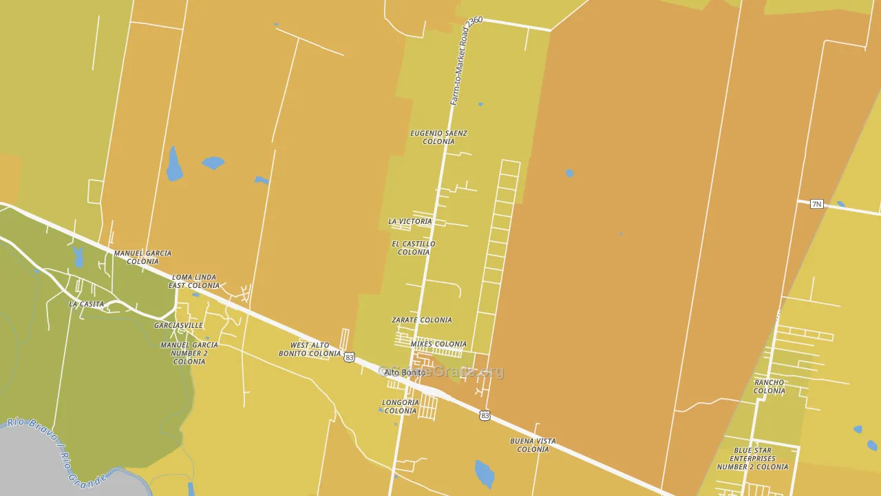 Grulla, TX Map of Vehicle Theft Rates