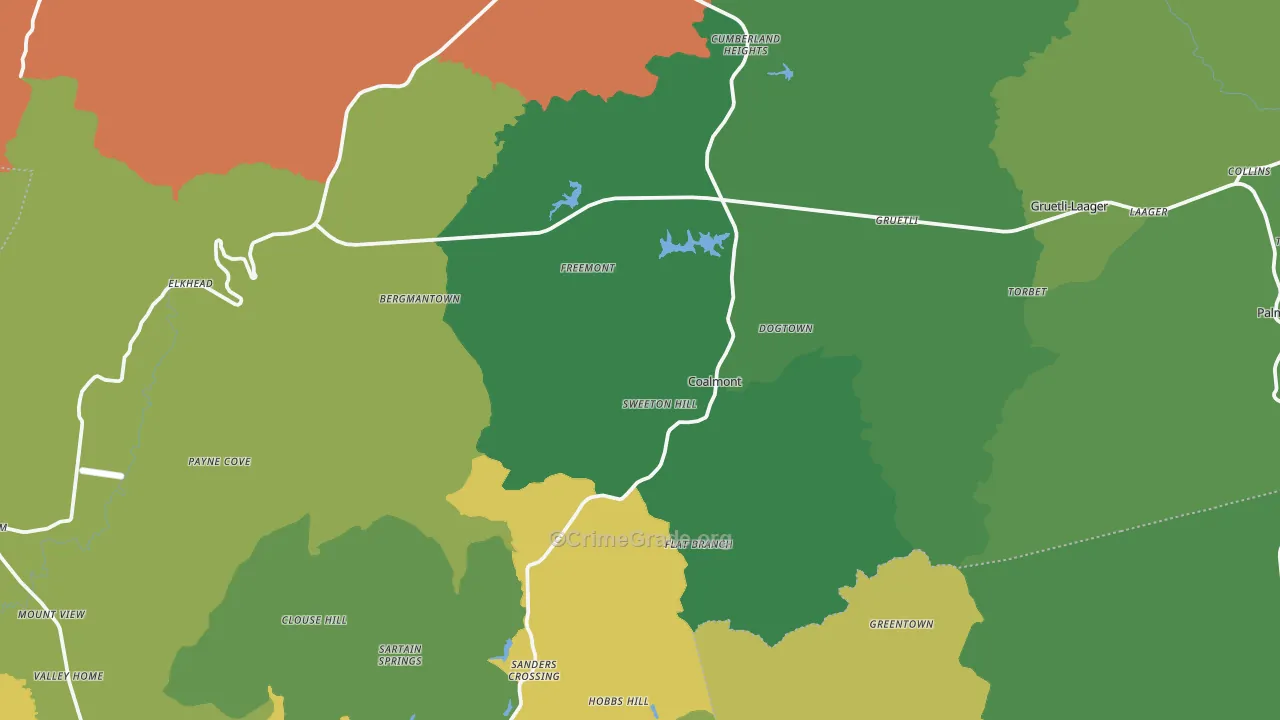 Grundy County, TN Map of Vehicle Theft Rates
