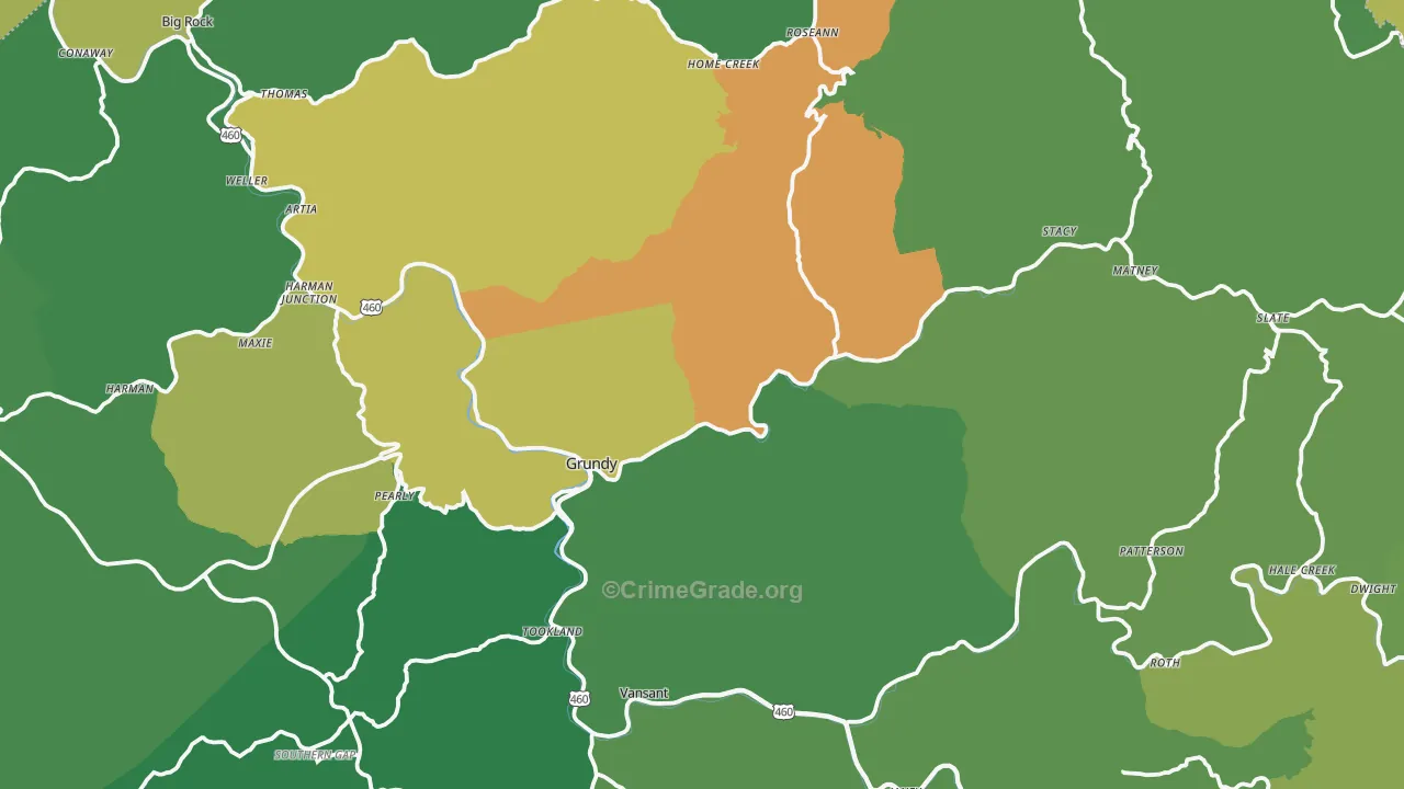 Grundy, VA Map of Vehicle Theft Rates