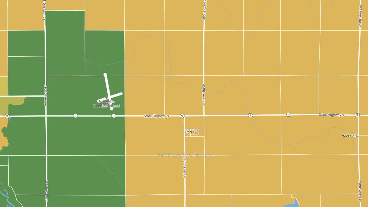 Gruver, IA Map of Vehicle Theft Rates