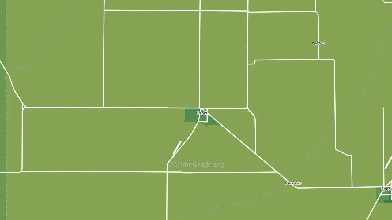 Gruver, TX Map of Vehicle Theft Rates