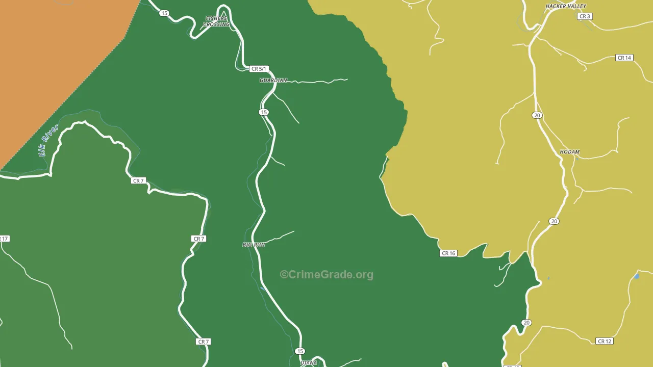 Guardian, WV Map of Vehicle Theft Rates
