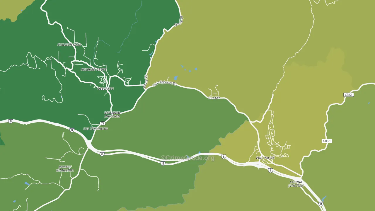 Guatay, CA Map of Vehicle Theft Rates