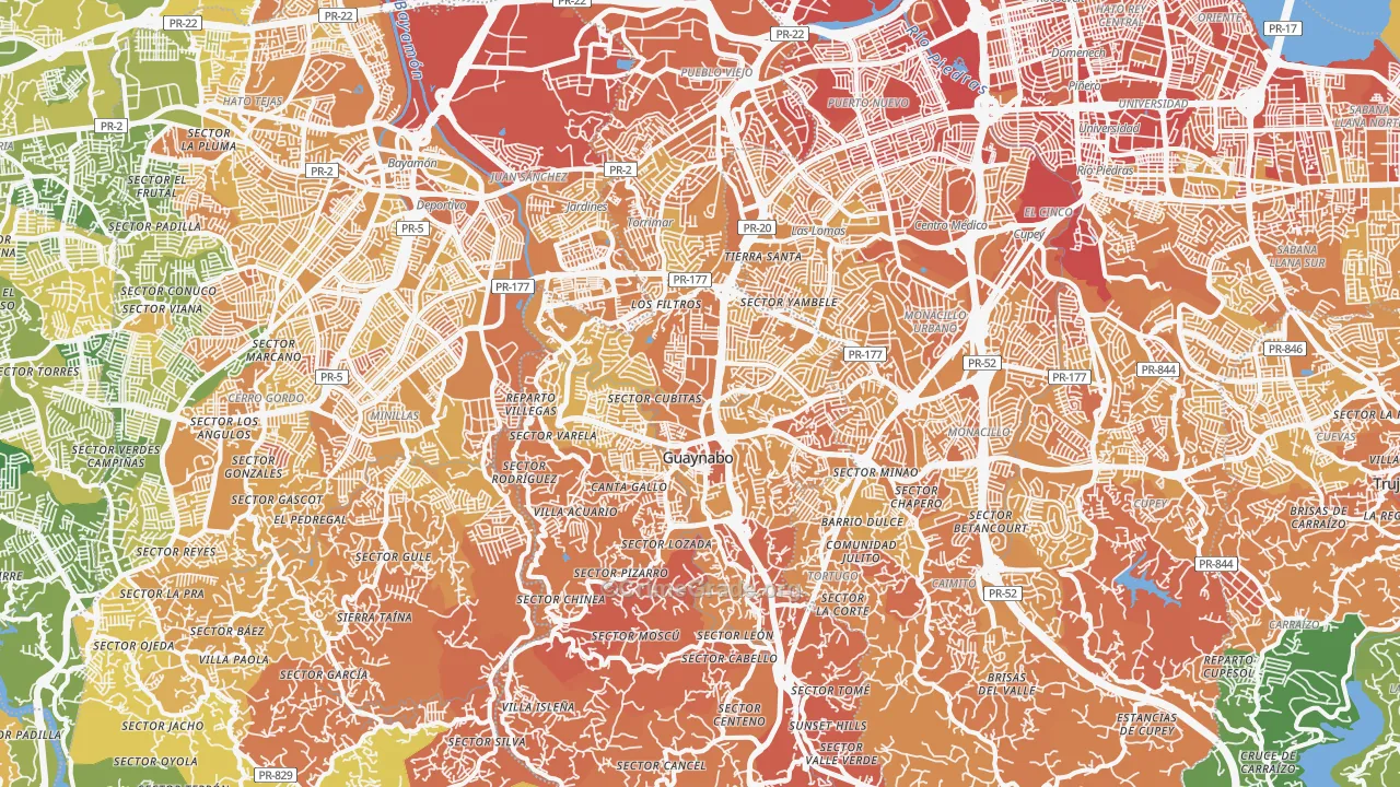 Guaynabo, PR Map of Vehicle Theft Rates