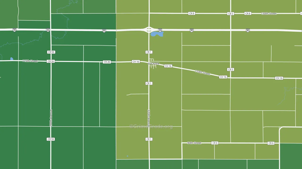 Guckeen, MN Map of Vehicle Theft Rates
