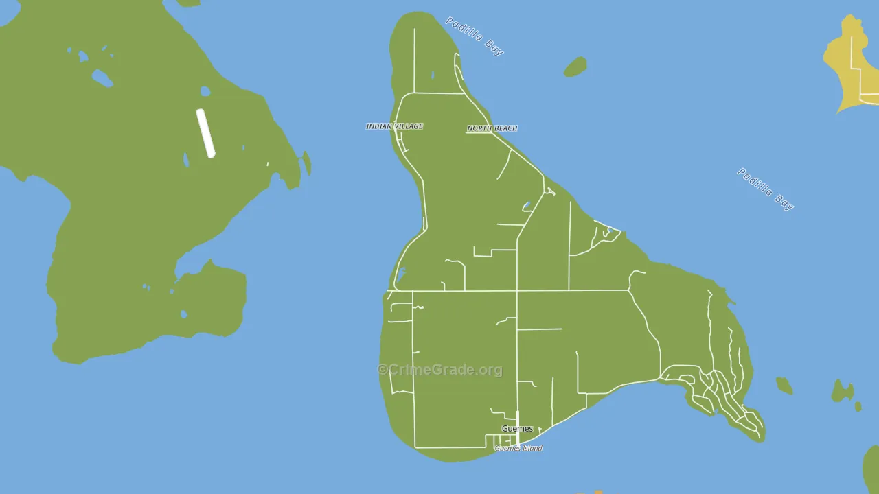Guemes, WA Map of Vehicle Theft Rates