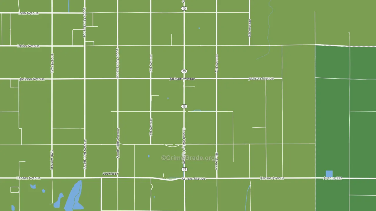 Guernsey, CA Map of Vehicle Theft Rates