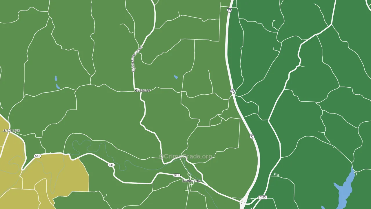Guernsey, OH Map of Vehicle Theft Rates