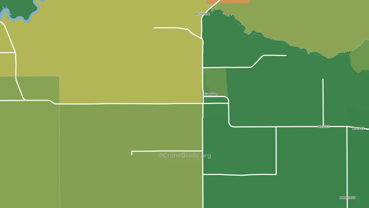 Gueydan, LA Map of Vehicle Theft Rates