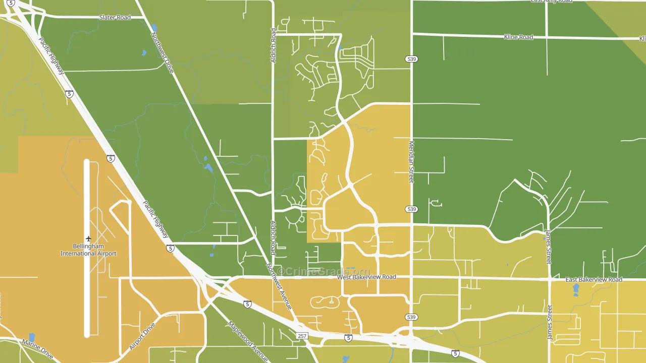 Guide Meridian, Bellingham, WA Map of Vehicle Theft Rates