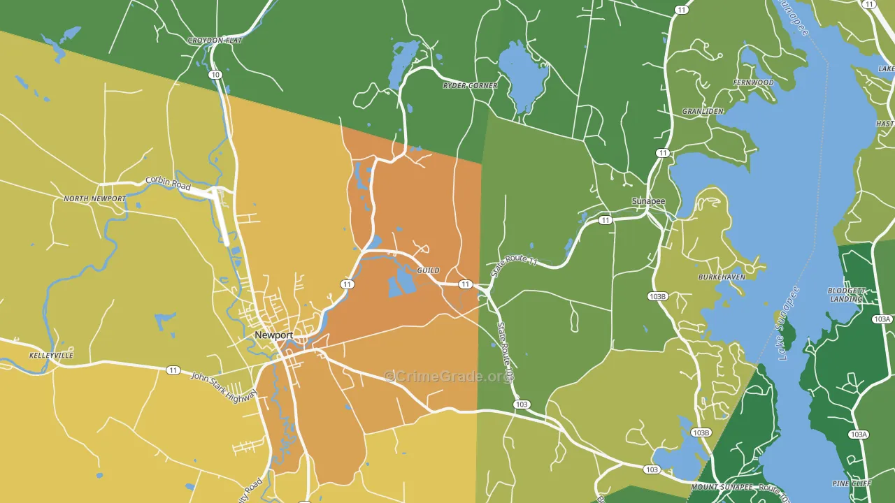 Guild, NH Map of Vehicle Theft Rates
