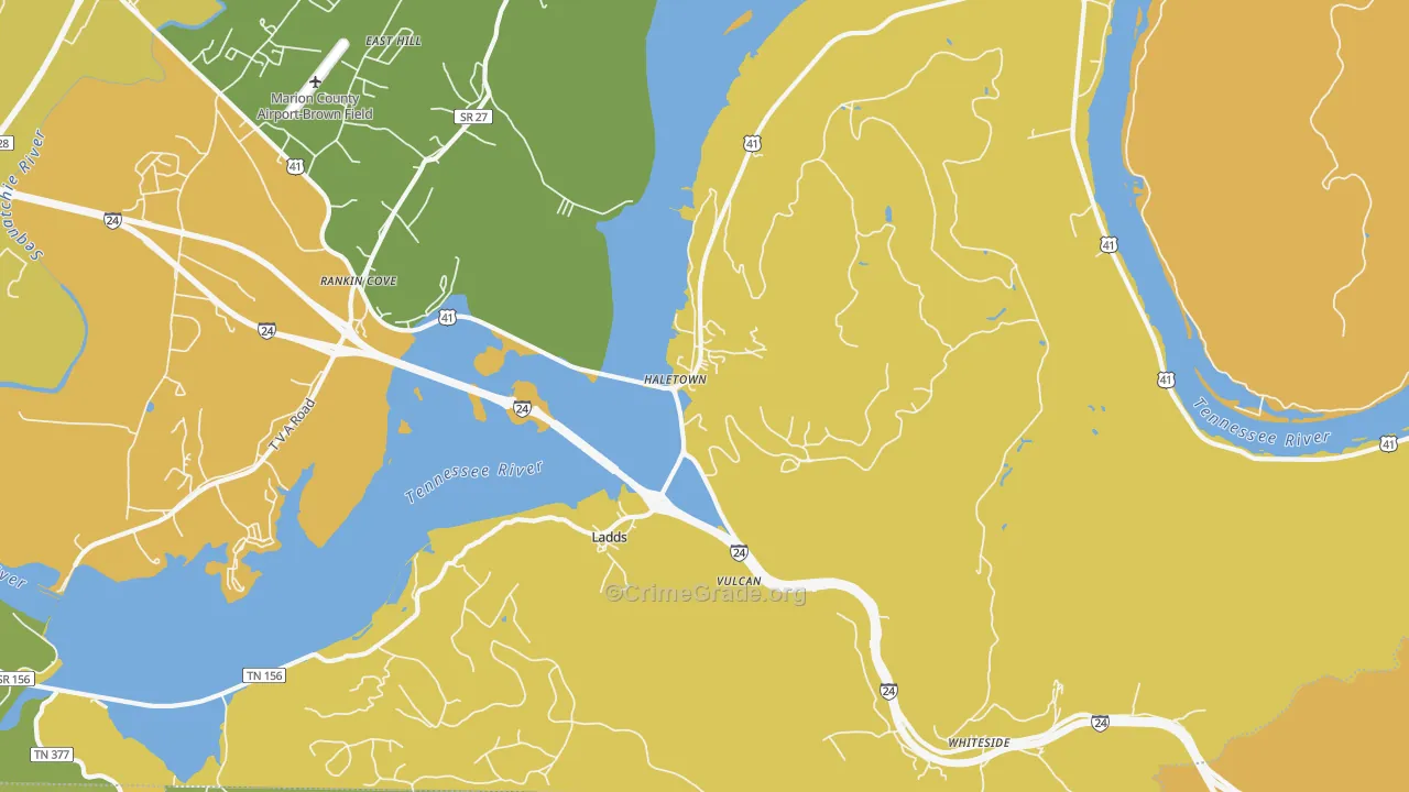 Guild, TN Map of Vehicle Theft Rates
