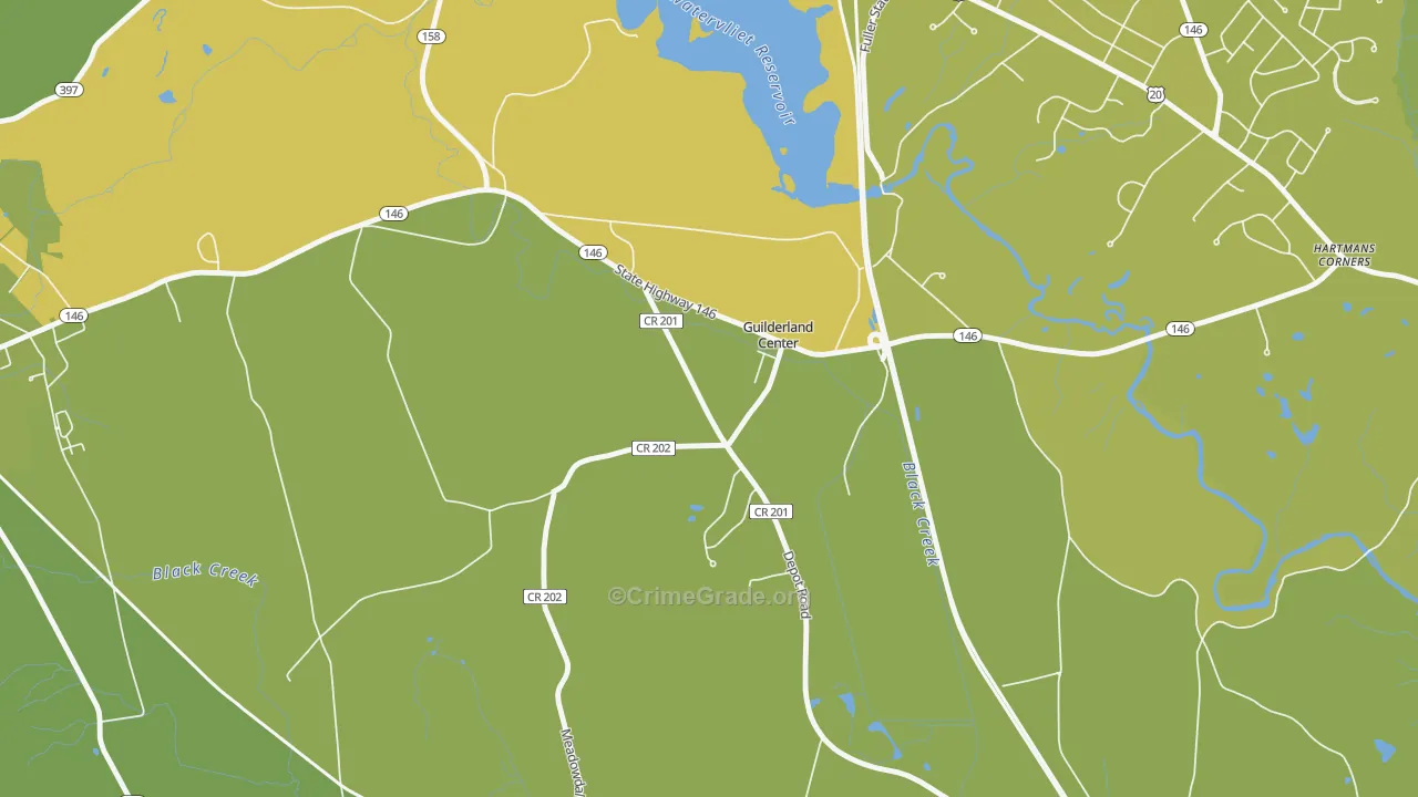 Guilderland Center, NY Map of Vehicle Theft Rates