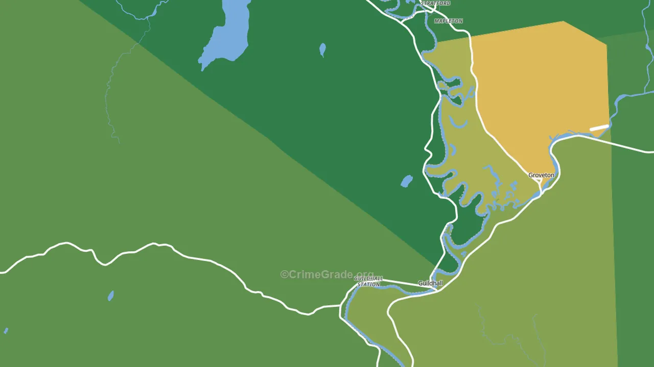 Guildhall, VT Map of Vehicle Theft Rates