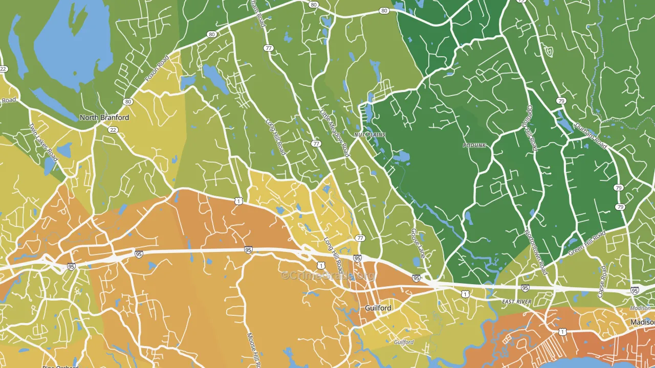 Guilford, CT Map of Vehicle Theft Rates