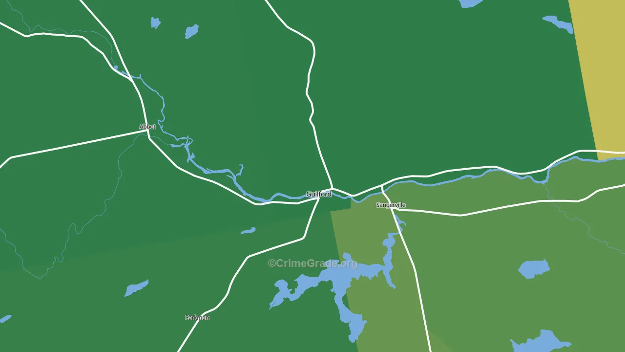 Guilford, ME Map of Vehicle Theft Rates
