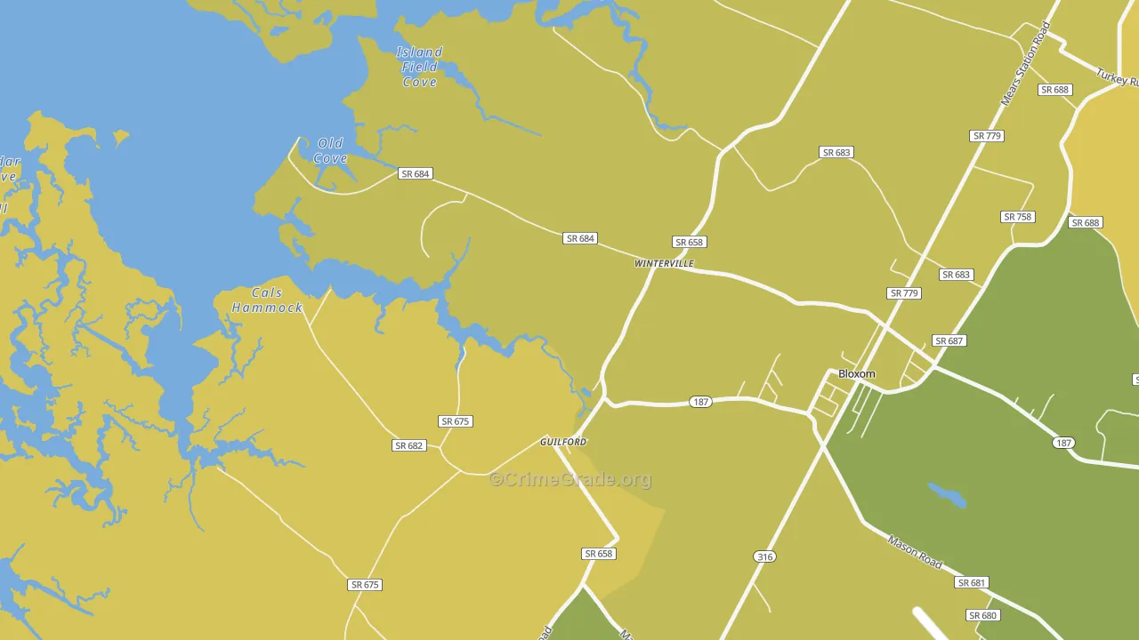 Guilford, VA Map of Vehicle Theft Rates