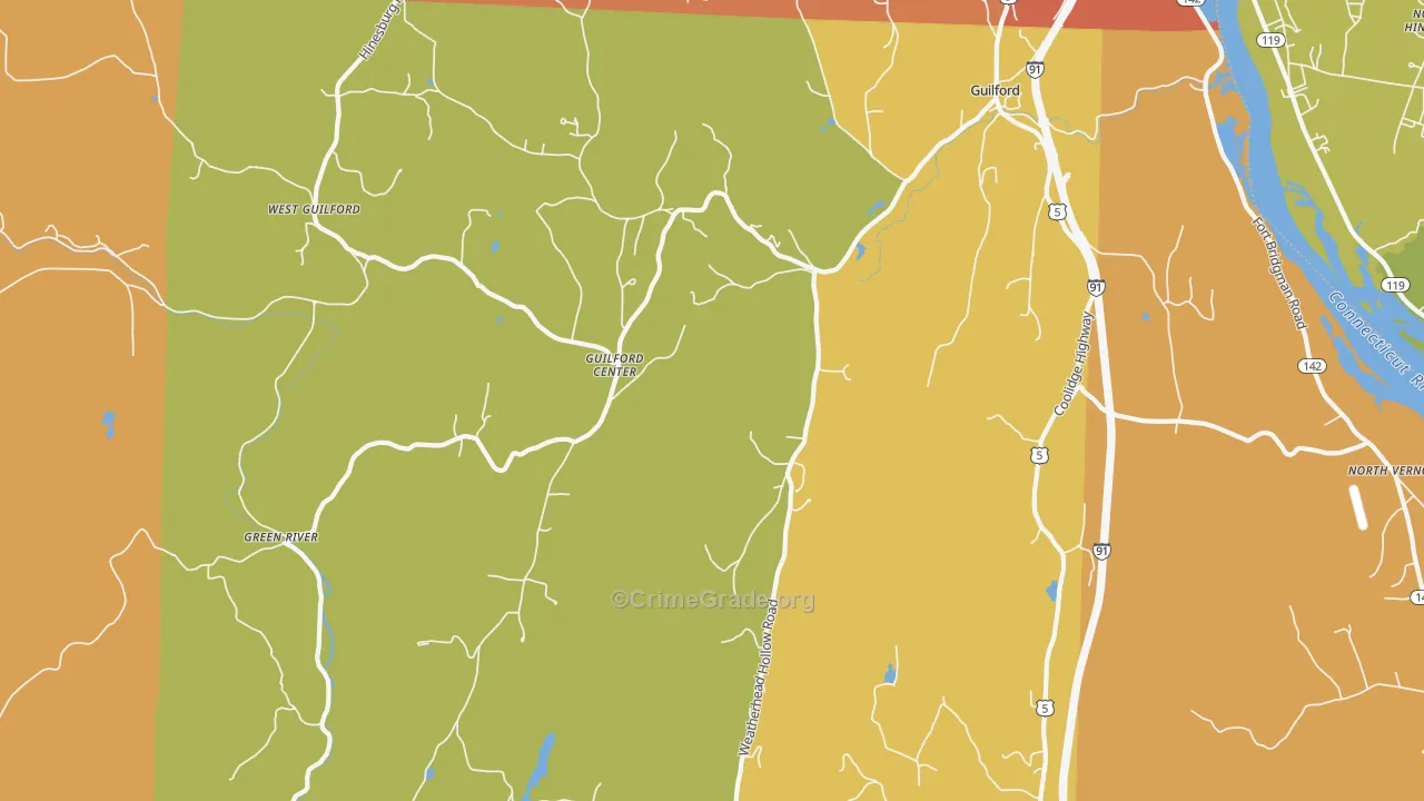 Guilford, VT Map of Vehicle Theft Rates