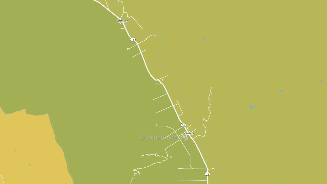 Guinda, CA Map of Vehicle Theft Rates