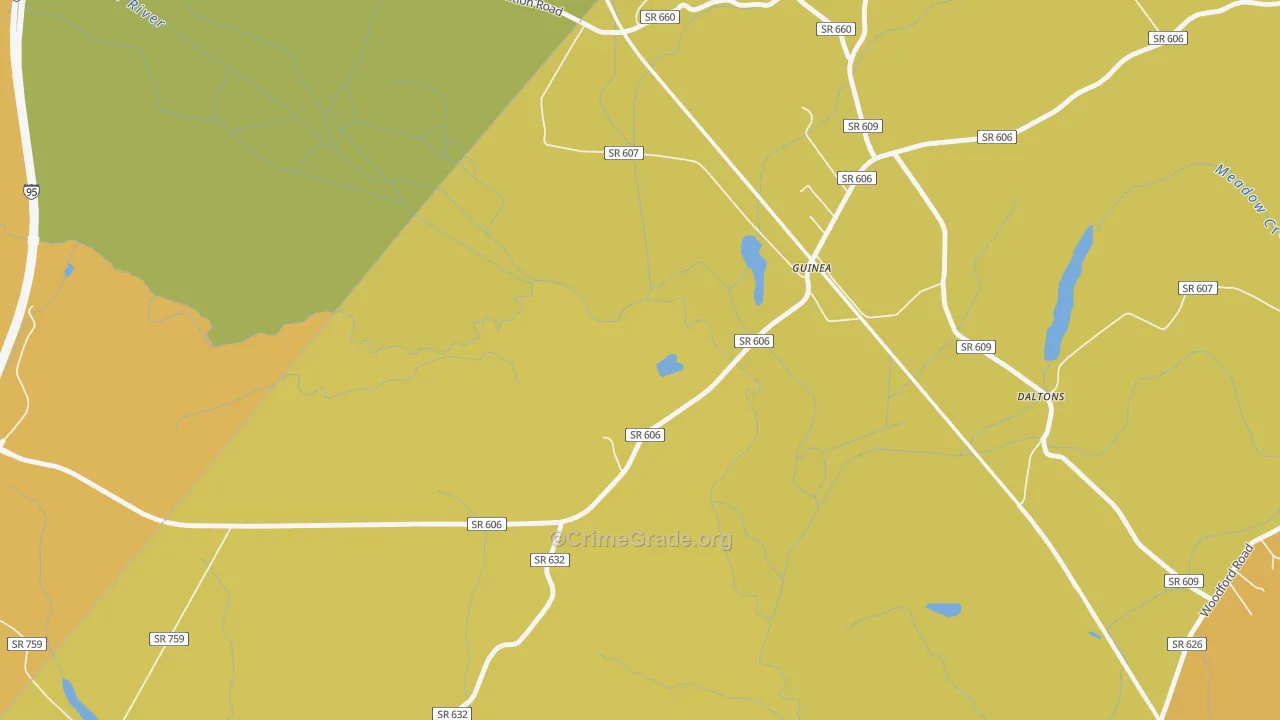 Guinea, VA Map of Vehicle Theft Rates
