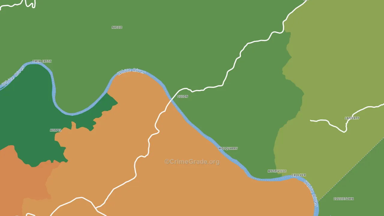 Guion, AR Map of Vehicle Theft Rates