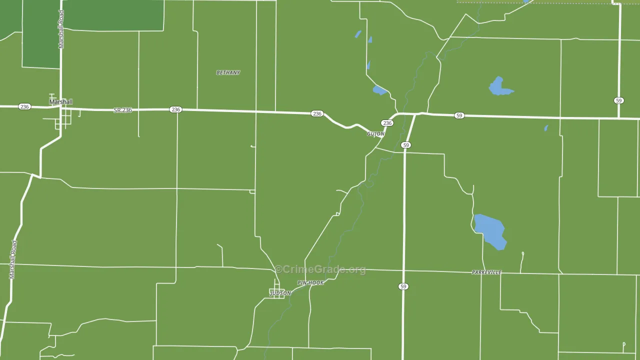 Guion, IN Map of Vehicle Theft Rates