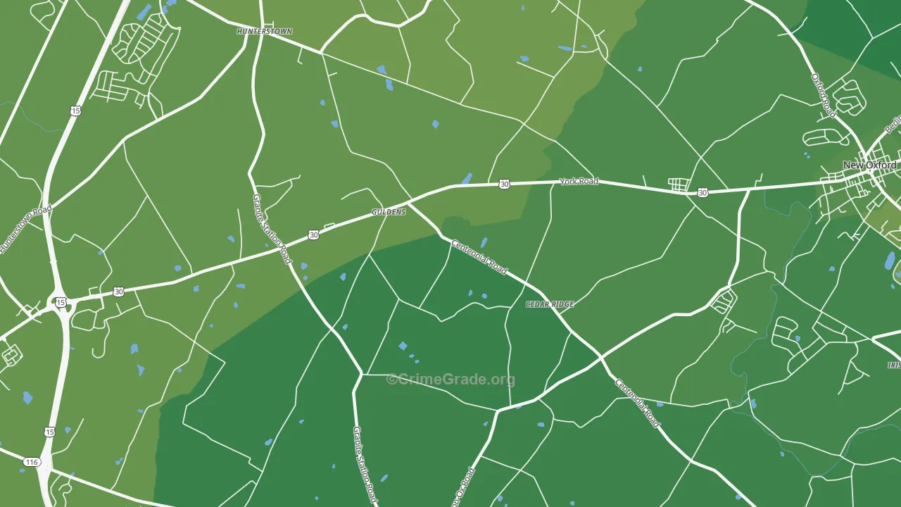 Guldens, PA Map of Vehicle Theft Rates