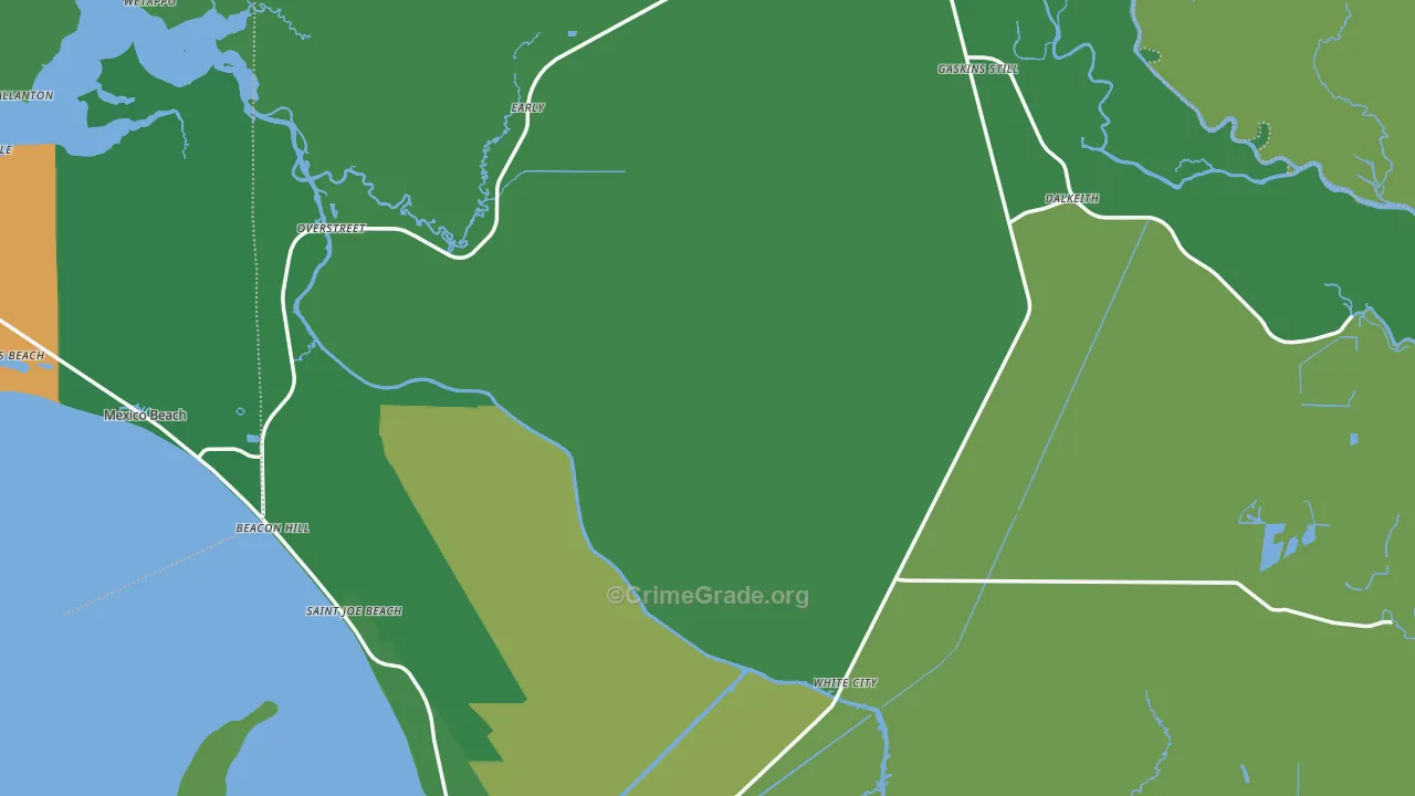 Gulf County, FL Map of Vehicle Theft Rates