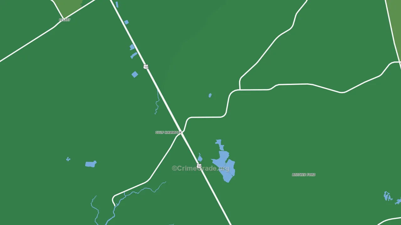 Gulf Hammock, FL Map of Vehicle Theft Rates