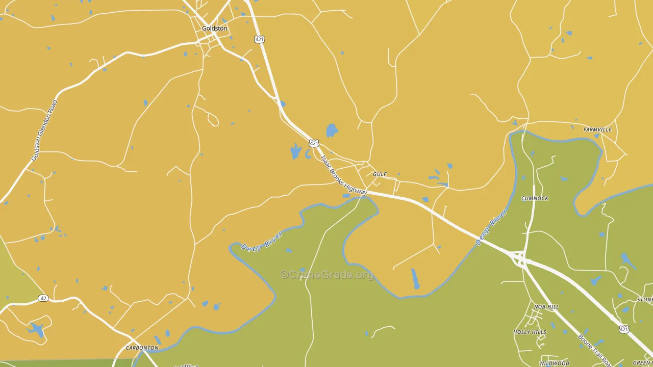 Gulf, NC Map of Vehicle Theft Rates