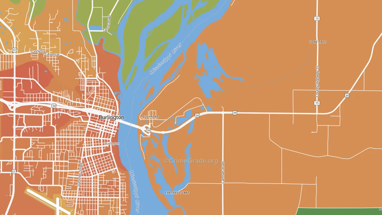 Gulf Port, IL Map of Vehicle Theft Rates