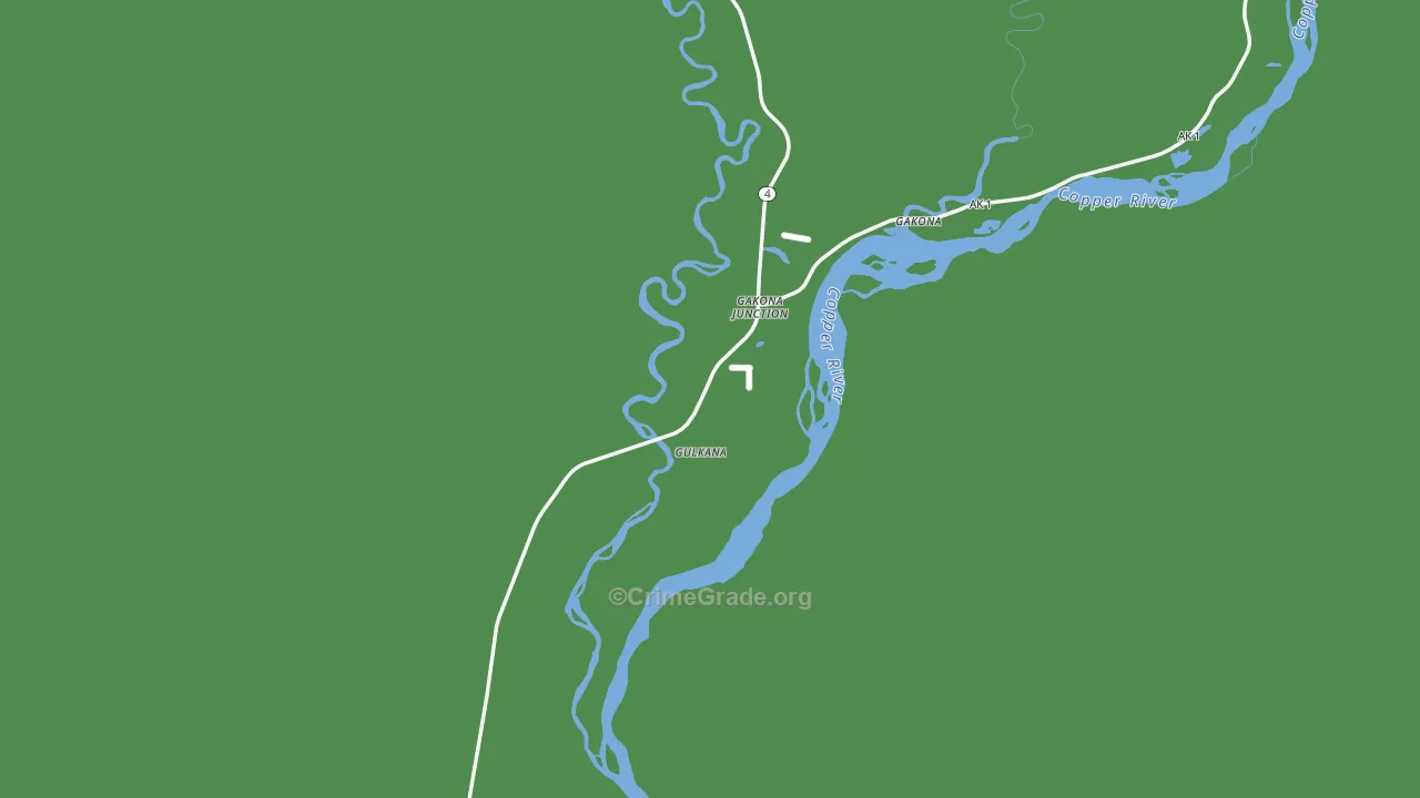 Gulkana, AK Map of Vehicle Theft Rates