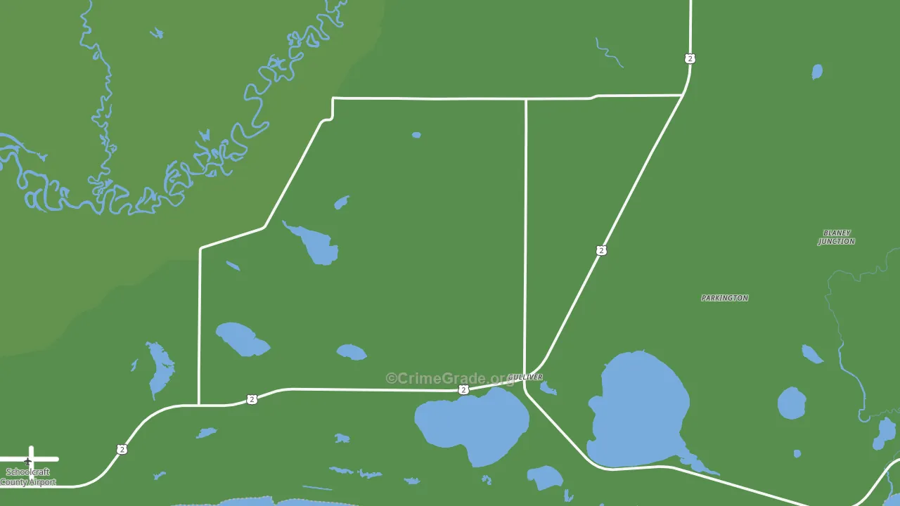 Gulliver, MI Map of Vehicle Theft Rates