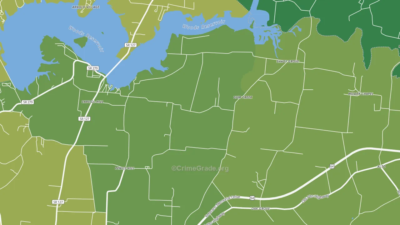 Gum Creek, TN Map of Vehicle Theft Rates
