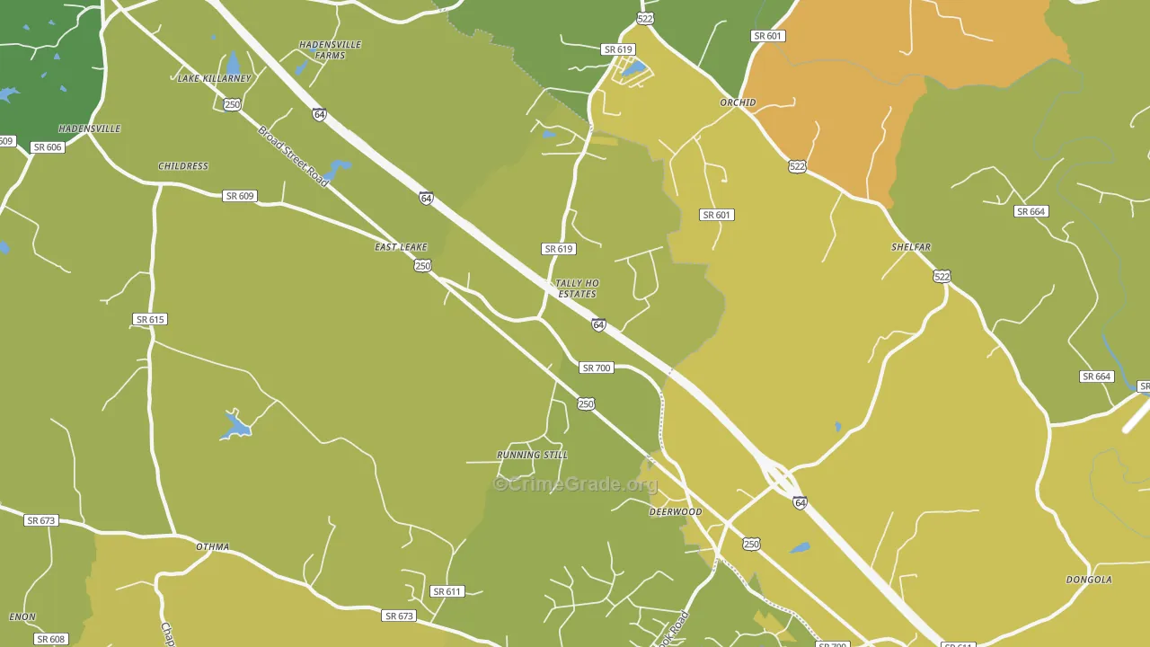 Gum Spring, VA Map of Vehicle Theft Rates