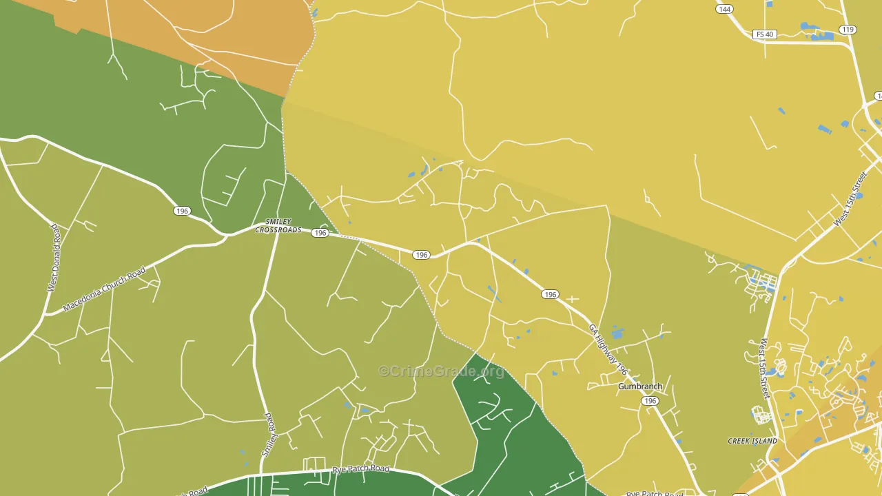 Gumbranch, GA Map of Vehicle Theft Rates