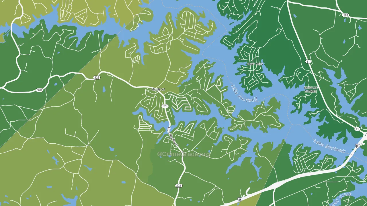 Gumlog, GA Map of Vehicle Theft Rates