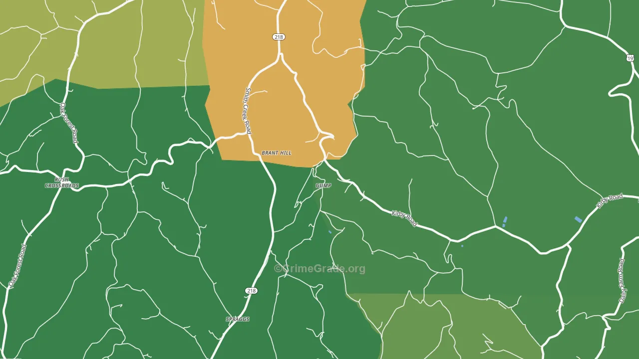 Gump, PA Map of Vehicle Theft Rates