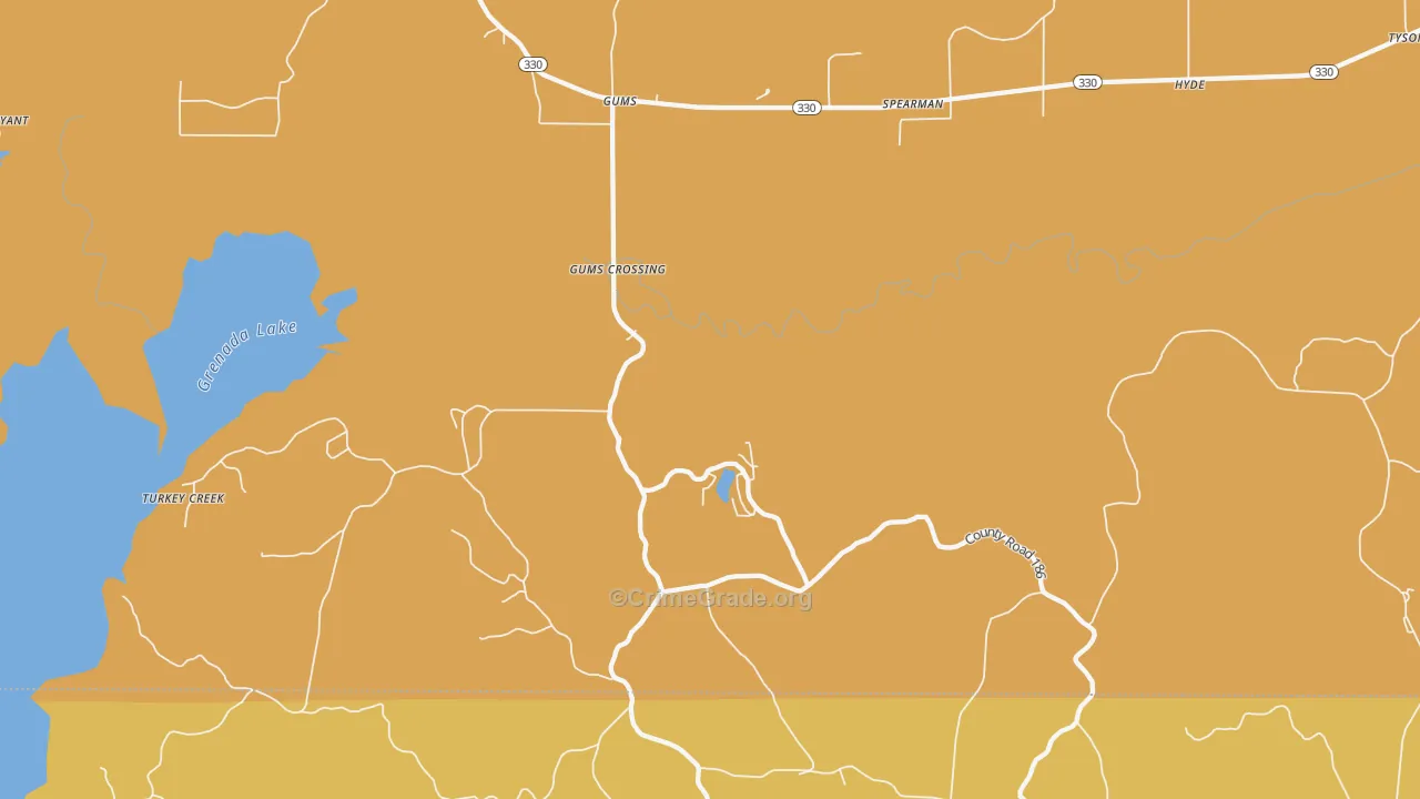 Gums, MS Map of Vehicle Theft Rates